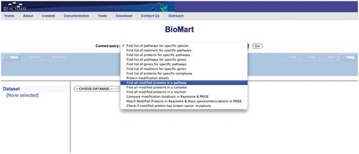 Select the appropriate canned query, in this case ‘Find all modified proteins in a pathway’.