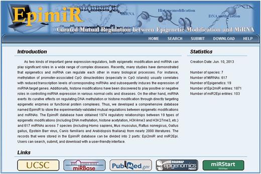 A snapshot of the graphical user interface to the database.