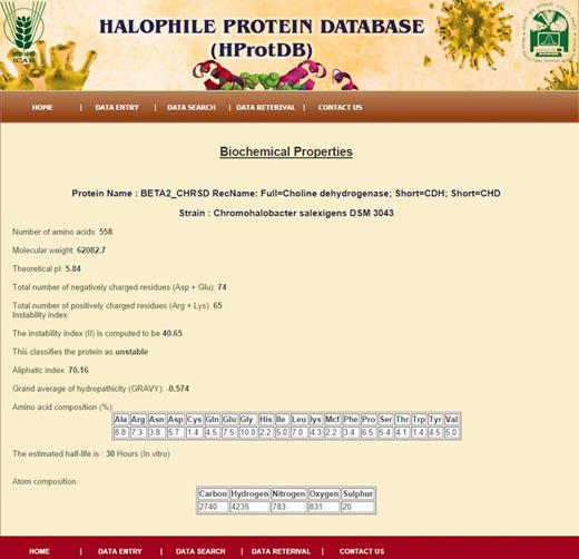 Snapshot of biochemical/biophysical properties of protein.