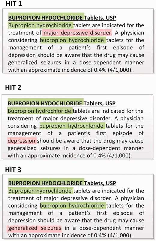 HITs corresponding to the drug label in Figure 2 .