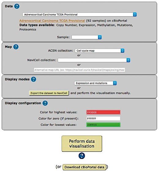 Visualization setting panel of NaviCom.