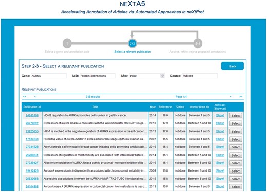 Phase 2, selection of a relevant publication in the ranked list.