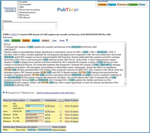 A positive example from the Biocreative VI Precision Medicine Track corpus.