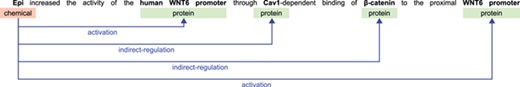 Example sentence illustrating biochemical entities and their relations.