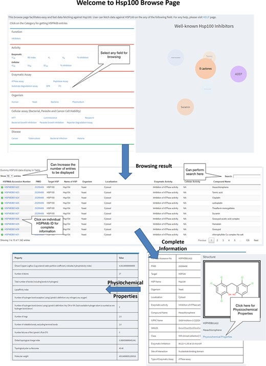 Schematic representation of browsing page of HSPMdb.