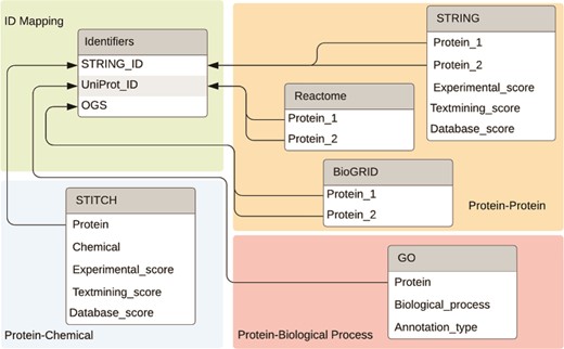 Databases and the connections between databases used by FLUTE.