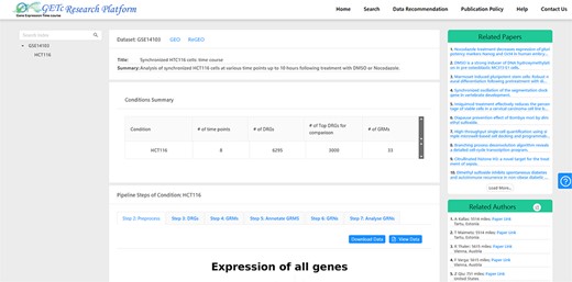 Figure 4. A screenshot of recommended literature and collaborators for GSE14103.