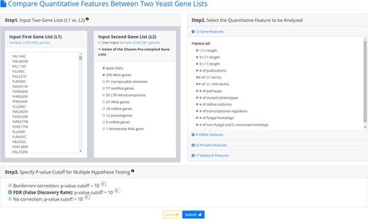 The input page. To use YQFC, users have to go through a three-step process.