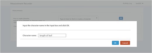 Provide character name to create a new character in Measurement Recorder.
