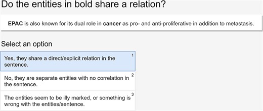 An example of a HIT presented to the workers and the available options.