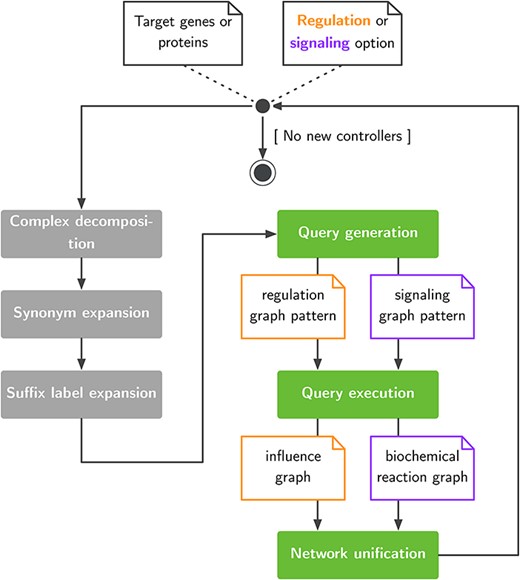 Exploration of large pathway databases to assemble gene regulatory and signaling networks.