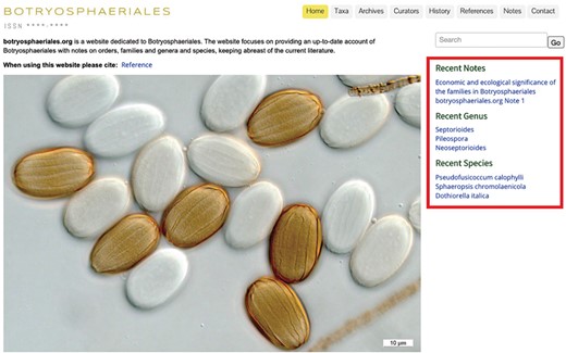 The recent notes, genus and species to enable easy access.