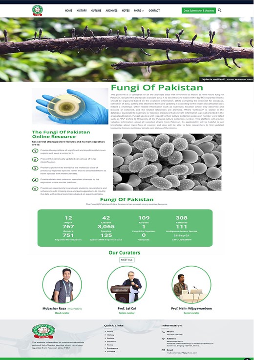 The homepage view of fungiofpakistan.com.