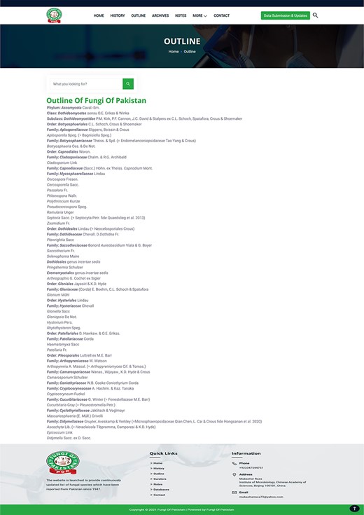 Fungi of Pakistan outline.