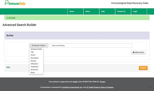 Advanced search builder page.