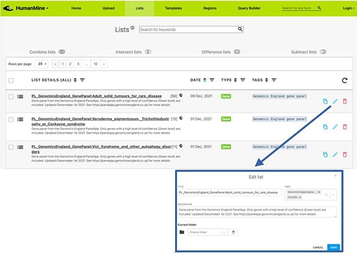 Lists. All lists, both public and private for a user account, can be viewed under the Lists tab.