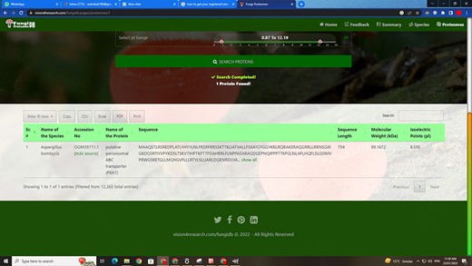 Customized search results using the substring search mode of proteome search interface.