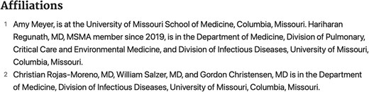 An example of narrative affiliations.