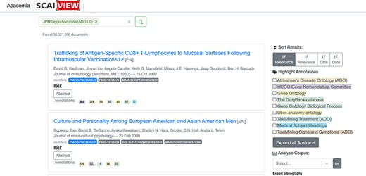 Number of documents extracted through applying the ‘ADO’ tagger.