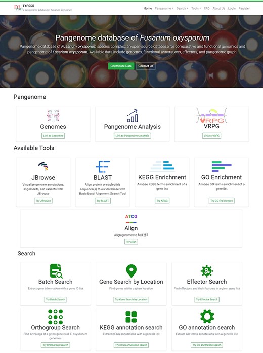 The homepage of FoPGDB.