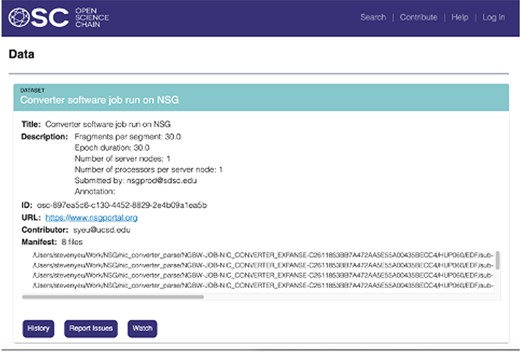Data and metadata stored in the blockchain.