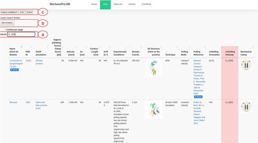 MechanoProDB’s main page