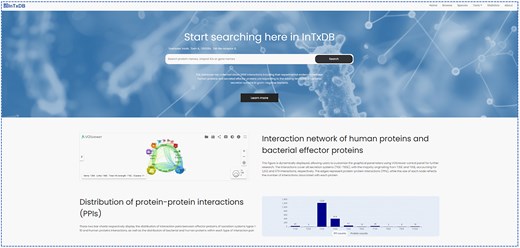 InTxDB database home page and statistics of datasets.