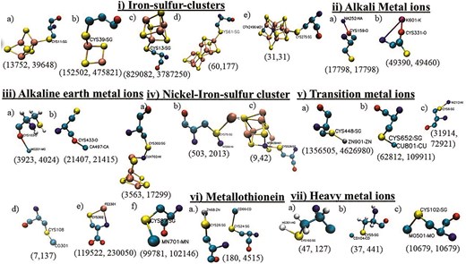 Metal-binding cysteines.