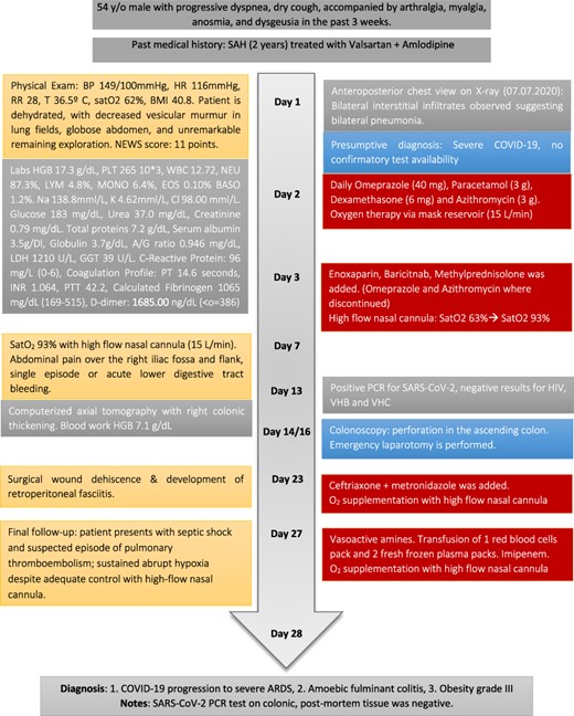 Patient’s timeline; SAH, systemic arterial hypertension.
