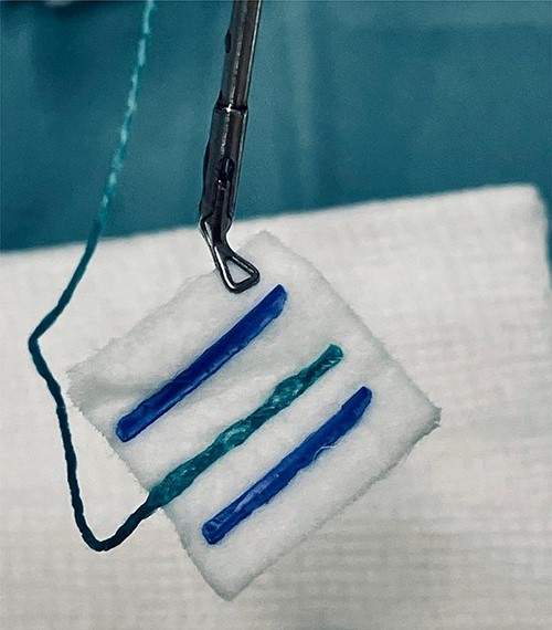 The heart-shaped micro-grasper as compared to an adrenaline pate.