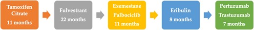The course of treatment to date is illustrated.