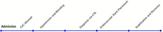 Timeline of clinical events for the management of iatrogenic VAI.