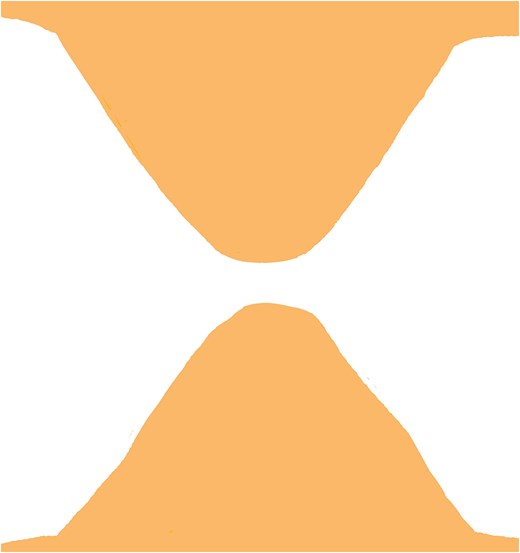 Bilateral triangular flaps formed during dog-ear correction, each with a base attached to the surrounding skin on either side of the wound.