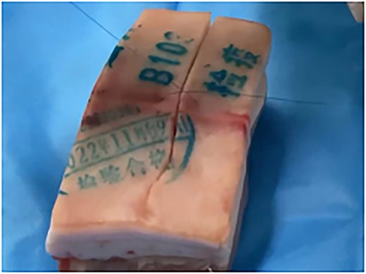 This stitching method on pork is good.